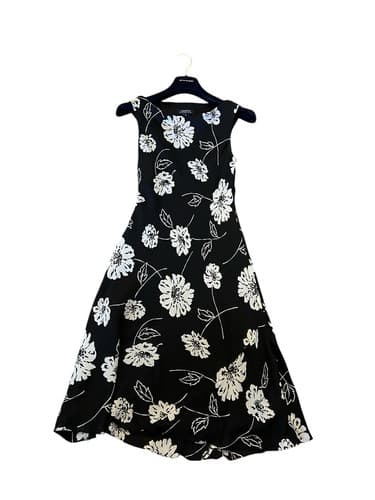 Jones New York Dress 8 Floral Black 100% Silk Vintage Y2K Long Cottage Core - Thumbnail 2