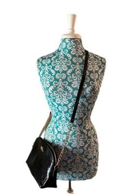 Vintage Y2K ANNE KLEIN Black Moc Croc Old Money Chain Handbag Crossbody Purse - Thumbnail 7