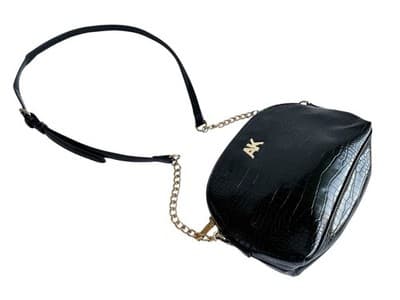 Vintage Y2K ANNE KLEIN Black Moc Croc Old Money Chain Handbag Crossbody Purse - Thumbnail 2