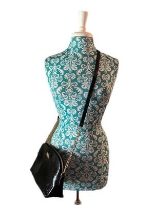 Vintage Y2K ANNE KLEIN Black Moc Croc Old Money Chain Handbag Crossbody Purse - Thumbnail 8