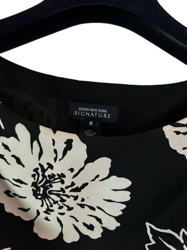 Jones New York Dress 8 Floral Black 100% Silk Vintage Y2K Long Cottage Core - Thumbnail 6