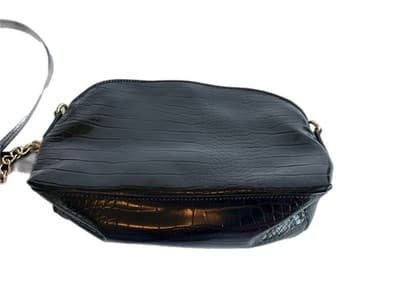 Vintage Y2K ANNE KLEIN Black Moc Croc Old Money Chain Handbag Crossbody Purse - Thumbnail 5