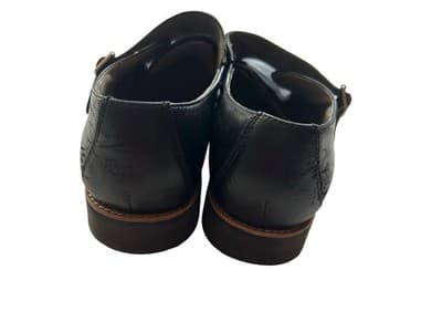 Women’s Size 9 Black Genuine Leather Rockport Brogue Loafer Shoes Silver Buckles - Thumbnail 2