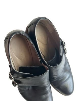 Women’s Size 9 Black Genuine Leather Rockport Brogue Loafer Shoes Silver Buckles - Thumbnail 6