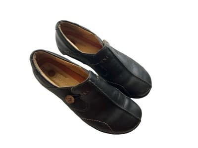 Women’s Size 8.5 Wide Black Genuine Leather Flats Shoes Slip On Loafer - Thumbnail 2