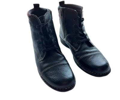 Clarks Womens Black Plaid Lined Lace Up Ankle Boots Size 11 Grunge Shoes - Thumbnail 3