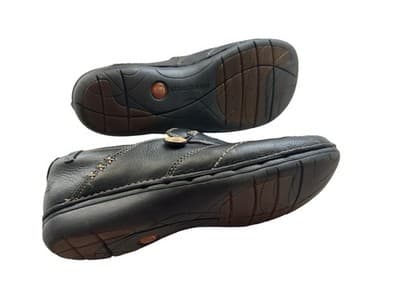 Women’s Size 8.5 Wide Black Genuine Leather Flats Shoes Slip On Loafer - Thumbnail 4