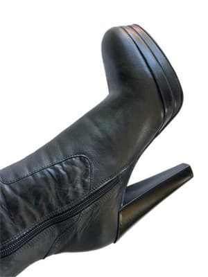Size 7.5 Vintage Y2K Black Tall Genuine Leather Platform Boots Carlos Santana - Thumbnail 11