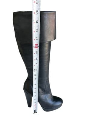 Size 7.5 Vintage Y2K Black Tall Genuine Leather Platform Boots Carlos Santana - Thumbnail 9