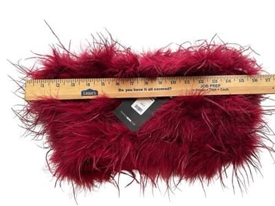 Burgundy Fashion Nova Crop Top Feather Tube Top Bandeau Bustier Lingerie - Thumbnail 2