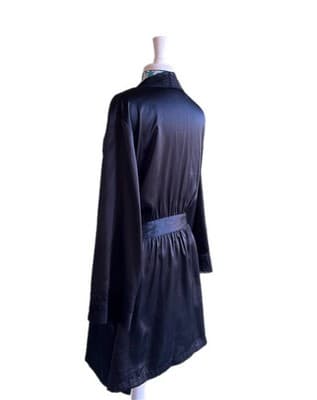 XL SHINY LIQUID SATIN ROBE SPARKLE SLEEVE Embroidered Sequin LINGERIE BED JACKET - Thumbnail 3