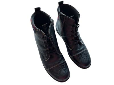 Clarks Womens Black Plaid Lined Lace Up Ankle Boots Size 11 Grunge Shoes - Thumbnail 4