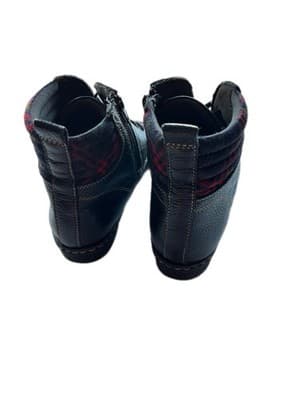 Clarks Womens Black Plaid Lined Lace Up Ankle Boots Size 11 Grunge Shoes - Thumbnail 7