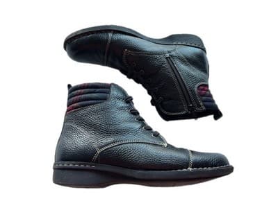 Clarks Womens Black Plaid Lined Lace Up Ankle Boots Size 11 Grunge Shoes - Thumbnail 2