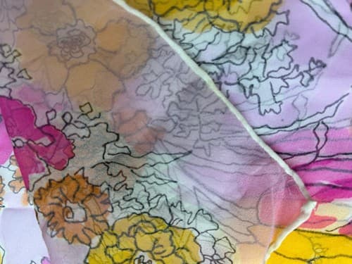 Vintage Sheer Pink Butterfly Scarf Yellow 1960’s Long Sash Cottagecore Angelic - Thumbnail 4