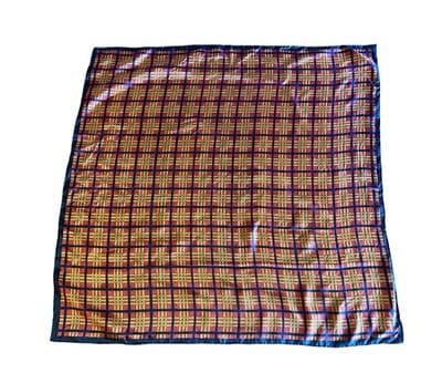 Vintage Black & Red Large 100% Silk Scarf Gold Plaid - Thumbnail 3