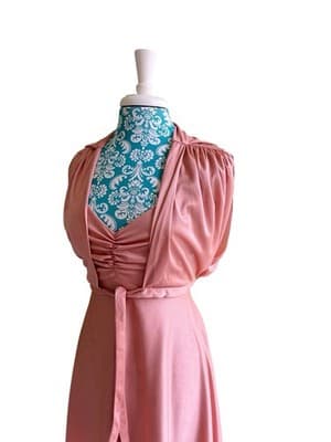 Vintage 1970’s Maxi Dress & Matching Shrug Blush Nude Sundress Fall Suit Set - Thumbnail 6