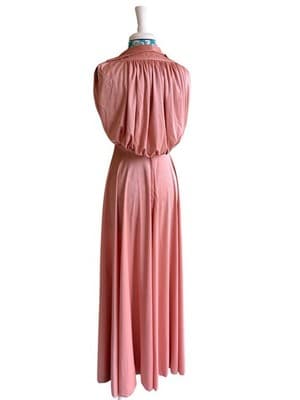 Vintage 1970’s Maxi Dress & Matching Shrug Blush Nude Sundress Fall Suit Set - Thumbnail 3