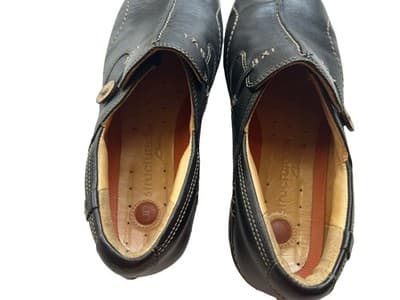 Women’s Size 8.5 Wide Black Genuine Leather Flats Shoes Slip On Loafer - Thumbnail 7