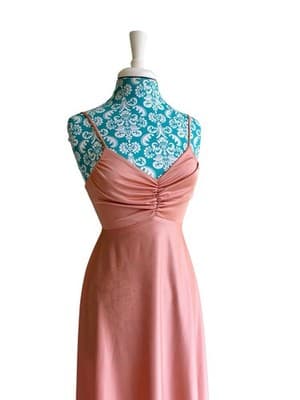 Vintage 1970’s Maxi Dress & Matching Shrug Blush Nude Sundress Fall Suit Set - Thumbnail 7