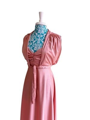 Vintage 1970’s Maxi Dress & Matching Shrug Blush Nude Sundress Fall Suit Set - Thumbnail 9