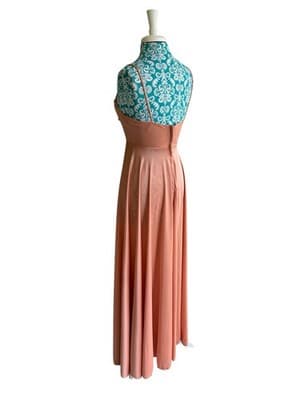 Vintage 1970’s Maxi Dress & Matching Shrug Blush Nude Sundress Fall Suit Set - Thumbnail 10