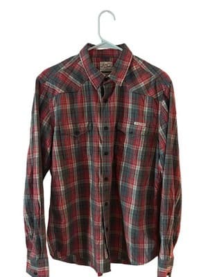 Lucky Brand Men’s Medium Plaid Cotton Shirt Country Farm Western Top Casual - Thumbnail 2