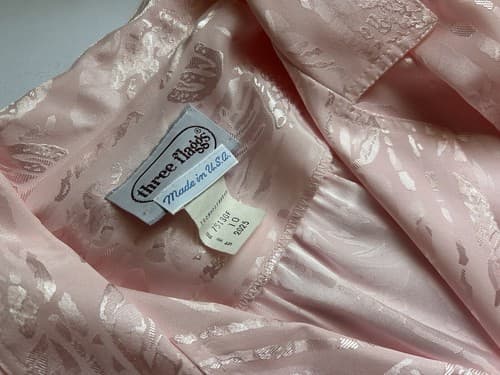 Vintage Pastel Pink Women’s Blouse Puffed Sleeves 1980’s Romantic Silky Shirt 10 - Thumbnail 4
