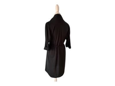 Vintage 1970’s Dress Black By Doo~Dads Button Cowl Neck Neat Fit Belted 1980’s - Thumbnail 13