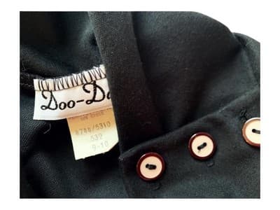Vintage 1970’s Dress Black By Doo~Dads Button Cowl Neck Neat Fit Belted 1980’s - Thumbnail 11