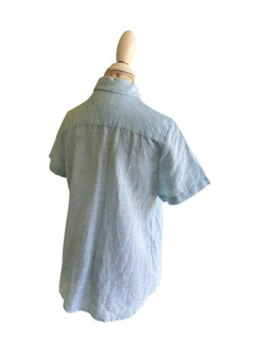 Kim Rogers Baby Blue Pastel Linen Blouse Top Shirt Old Money Classic Cotton L - Thumbnail 4