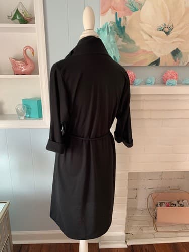 Vintage 1970’s Dress Black By Doo~Dads Button Cowl Neck Neat Fit Belted 1980’s - Thumbnail 6
