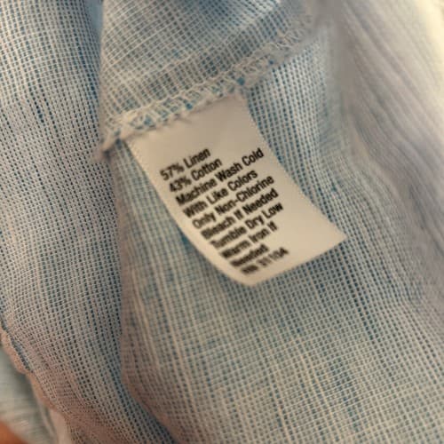 Kim Rogers Baby Blue Pastel Linen Blouse Top Shirt Old Money Classic Cotton L - Thumbnail 3