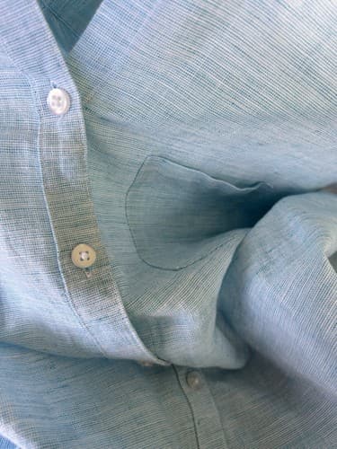 Kim Rogers Baby Blue Pastel Linen Blouse Top Shirt Old Money Classic Cotton L - Thumbnail 8