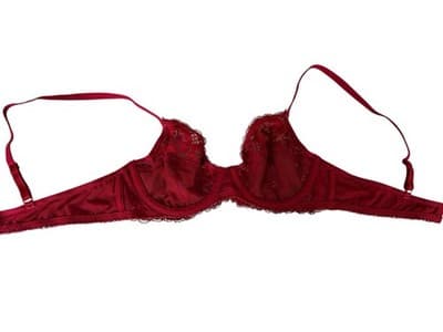 Adore Me Bra Womens Size 36A Red Sexy Lingerie Floral Scalloped Lace Bows - Thumbnail 3