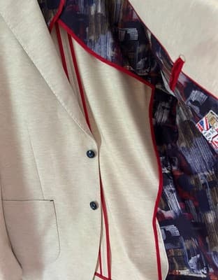 Size 44 Rare 7 DOWNIE ST. Beige Men’s Sports Coat Jacket Blazer London Couture - Thumbnail 15