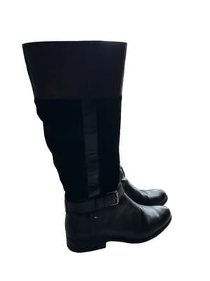 10.5 Women’s Anne Klein Vintage Black Tall Genuine Leather Suede Boots Shoes - Thumbnail 11