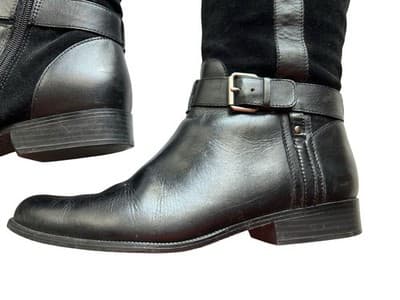 10.5 Women’s Anne Klein Vintage Black Tall Genuine Leather Suede Boots Shoes - Thumbnail 7
