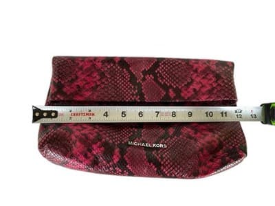 Michael Kors Snakeskin Clutch Purse Handbag Bag Slouchy Holdover Python Snake - Thumbnail 9