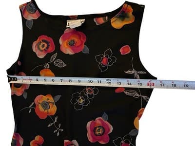 Vintage Y2K Maxi Dress Floral Long Skinny Fit Stretchy Black Pink Coral Roses - Thumbnail 11