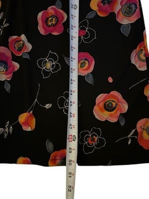 Vintage Y2K Maxi Dress Floral Long Skinny Fit Stretchy Black Pink Coral Roses - Thumbnail 8
