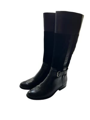 10.5 Women’s Anne Klein Vintage Black Tall Genuine Leather Suede Boots Shoes - Thumbnail 14