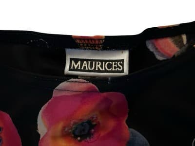 Vintage Y2K Maxi Dress Floral Long Skinny Fit Stretchy Black Pink Coral Roses - Thumbnail 12