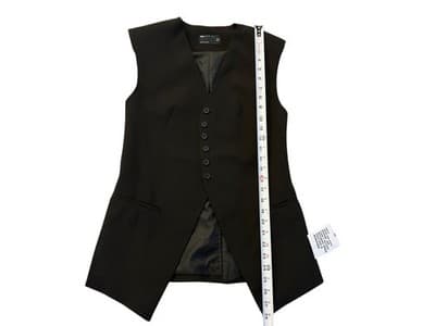 ASOS Black Skinny Fit Vest Long Size 4 Old Money Classic Elegant - Thumbnail 7