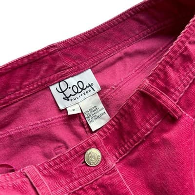 Vintage White Label Lilly Pulitzer Pink Corduroy Skirt 30” Waist Preppy College - Thumbnail 4