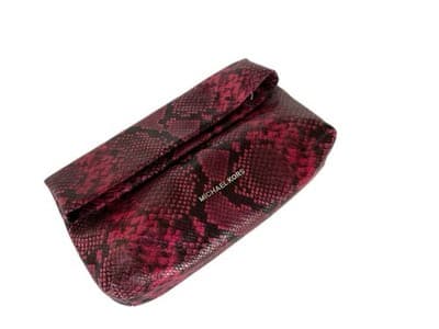 Michael Kors Snakeskin Clutch Purse Handbag Bag Slouchy Holdover Python Snake - Thumbnail 2