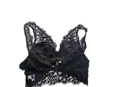 NWT New Gray Panty & Black Lace Bralette Crop Top Lingerie Medium - Thumbnail 7
