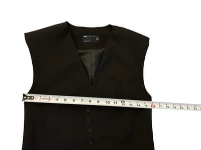 ASOS Black Skinny Fit Vest Long Size 4 Old Money Classic Elegant - Thumbnail 4