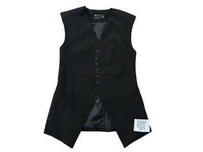 ASOS Black Skinny Fit Vest Long Size 4 Old Money Classic Elegant - Thumbnail 3