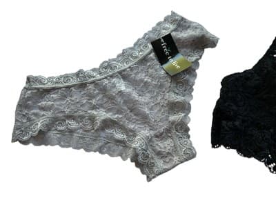 NWT New Gray Panty & Black Lace Bralette Crop Top Lingerie Medium - Thumbnail 3